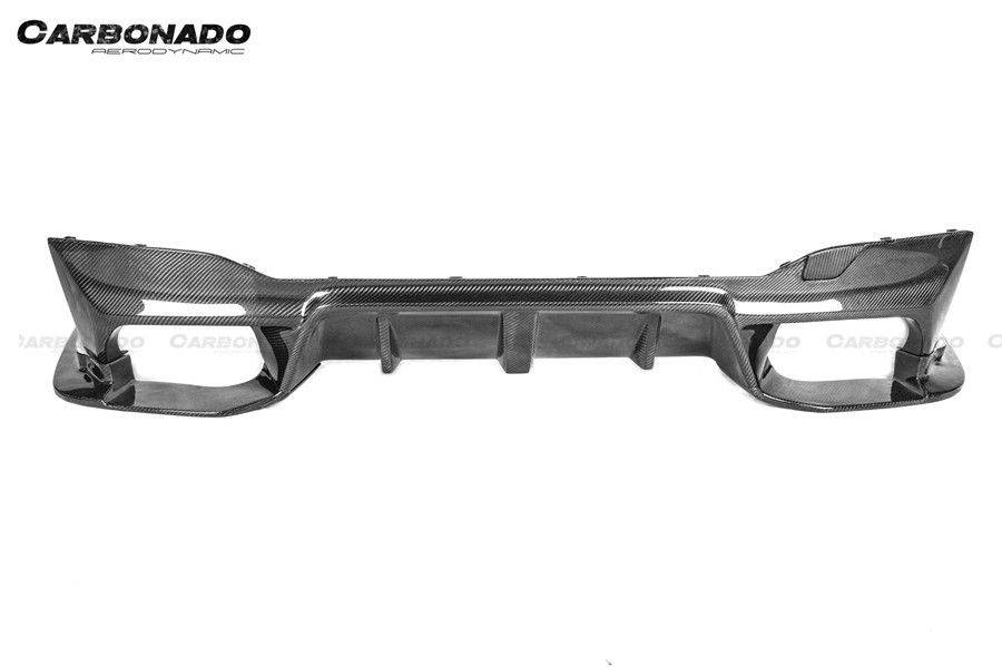 Faldón trasero de fibra de carbono estilo BMW F90 M5 D3 (2018-2023) con tapas