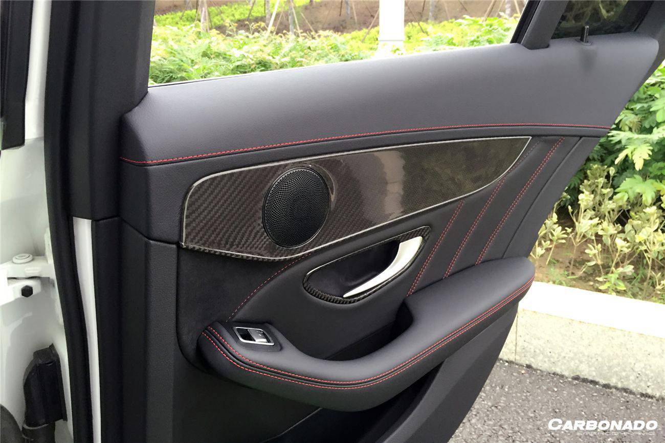 Carbonado 2015-2021 Mercedes Benz W205 C Class GLC X253 Carbon Fiber Interior Door Handle Cover Trim