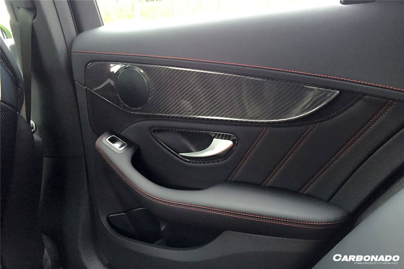 Carbonado 2015-2021 Mercedes Benz W205 C Class GLC X253 Carbon Fiber Interior Door Handle Cover Trim