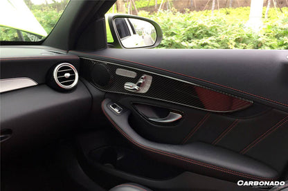 Carbonado 2015-2021 Mercedes Benz W205 C63 S AMG Sedan Dry Carbon Fiber Interior Door Panel Trim Cover Strip
