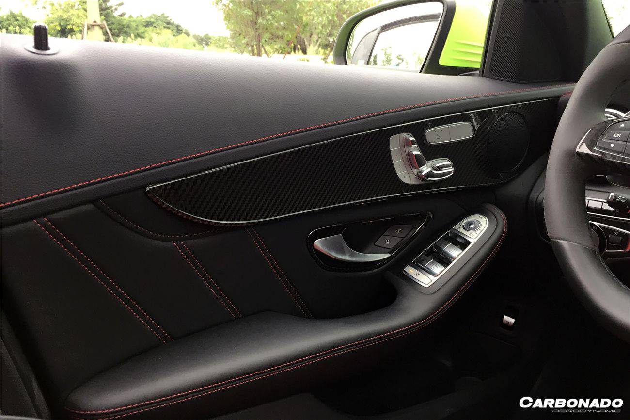 Carbonado 2015-2021 Mercedes Benz W205 C Class GLC X253 Carbon Fiber Interior Door Handle Cover Trim