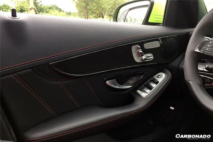 Carbonado 2015-2021 Mercedes Benz W205 C Class GLC X253 Carbon Fiber Interior Door Handle Cover Trim