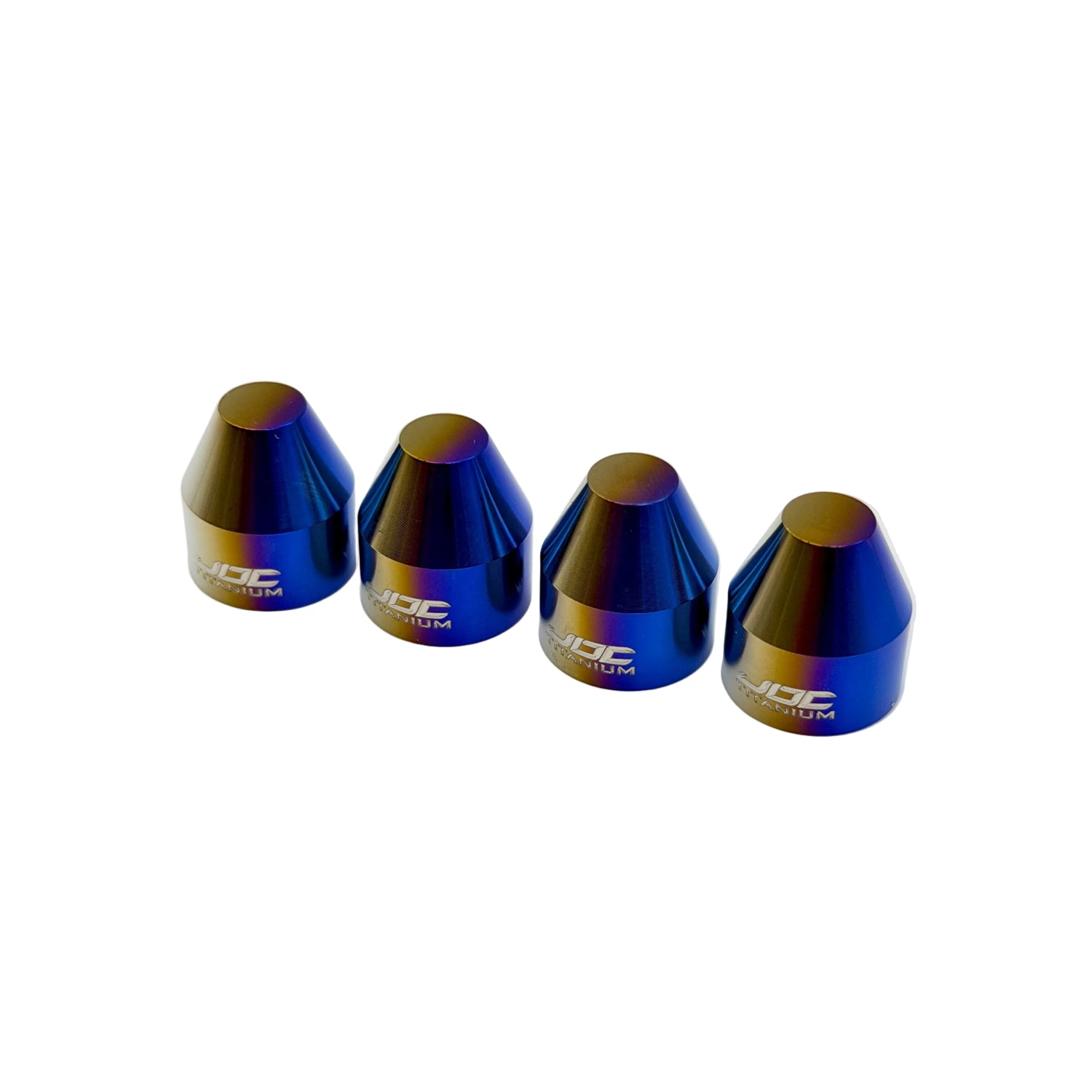JDC Titanium Caps for Brembo Brake Bleeders in the burnt color with JDC Titanium logo