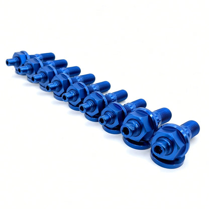 JDC Titanium Exhaust Manifold Stud Kit | Evo 1–9 / 2G DSM — Blue — 6 Point