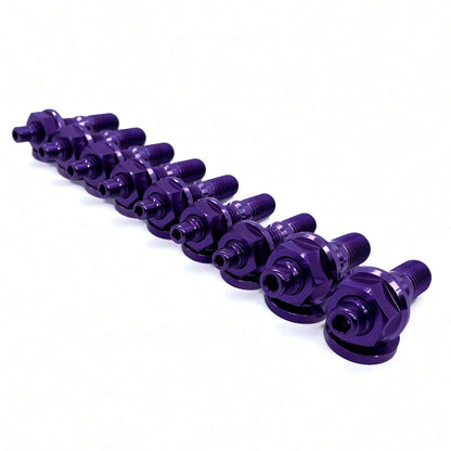 JDC Titanium Exhaust Manifold Stud Kit | Evo 1–9 / 2G DSM — Purple — 6 Point