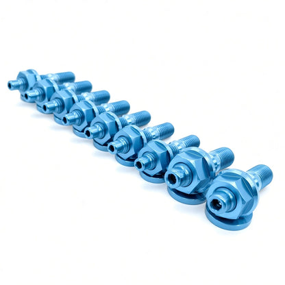 JDC Titanium Exhaust Manifold Stud Kit | Evo 1–9 / 2G DSM — Sky Blue — 6 Point