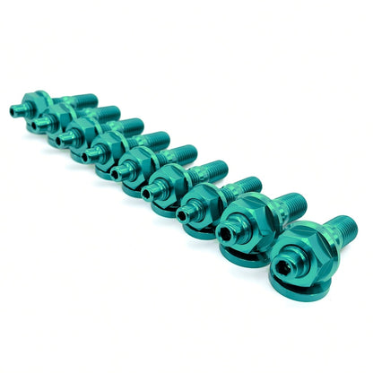 JDC Titanium Exhaust Manifold Stud Kit | Evo 1–9 / 2G DSM — Teal — 6 Point