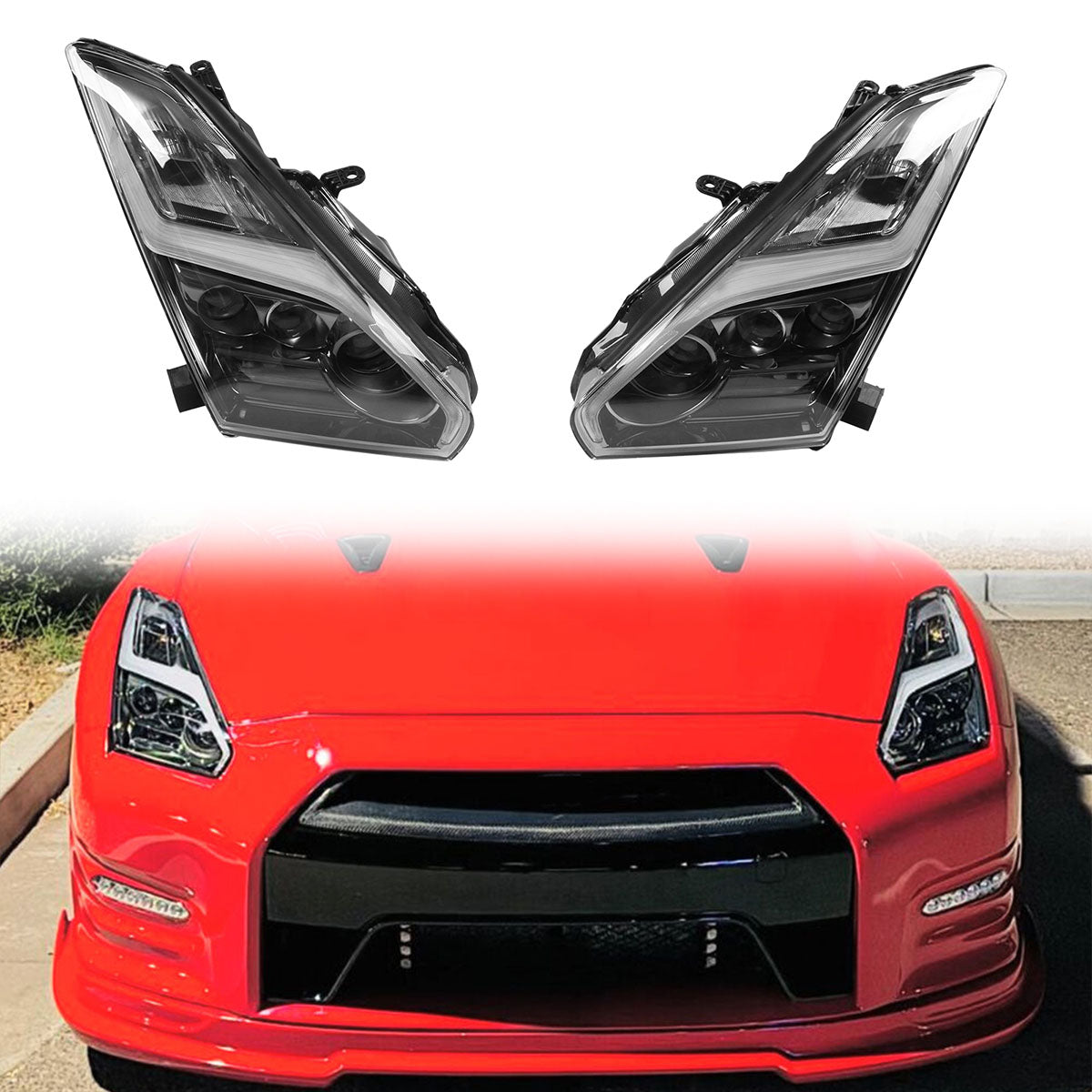K2 Industries 2009-2024  Nissan R35 GTR LED DRL Headlights(Upgrade 09-16 to 17+)