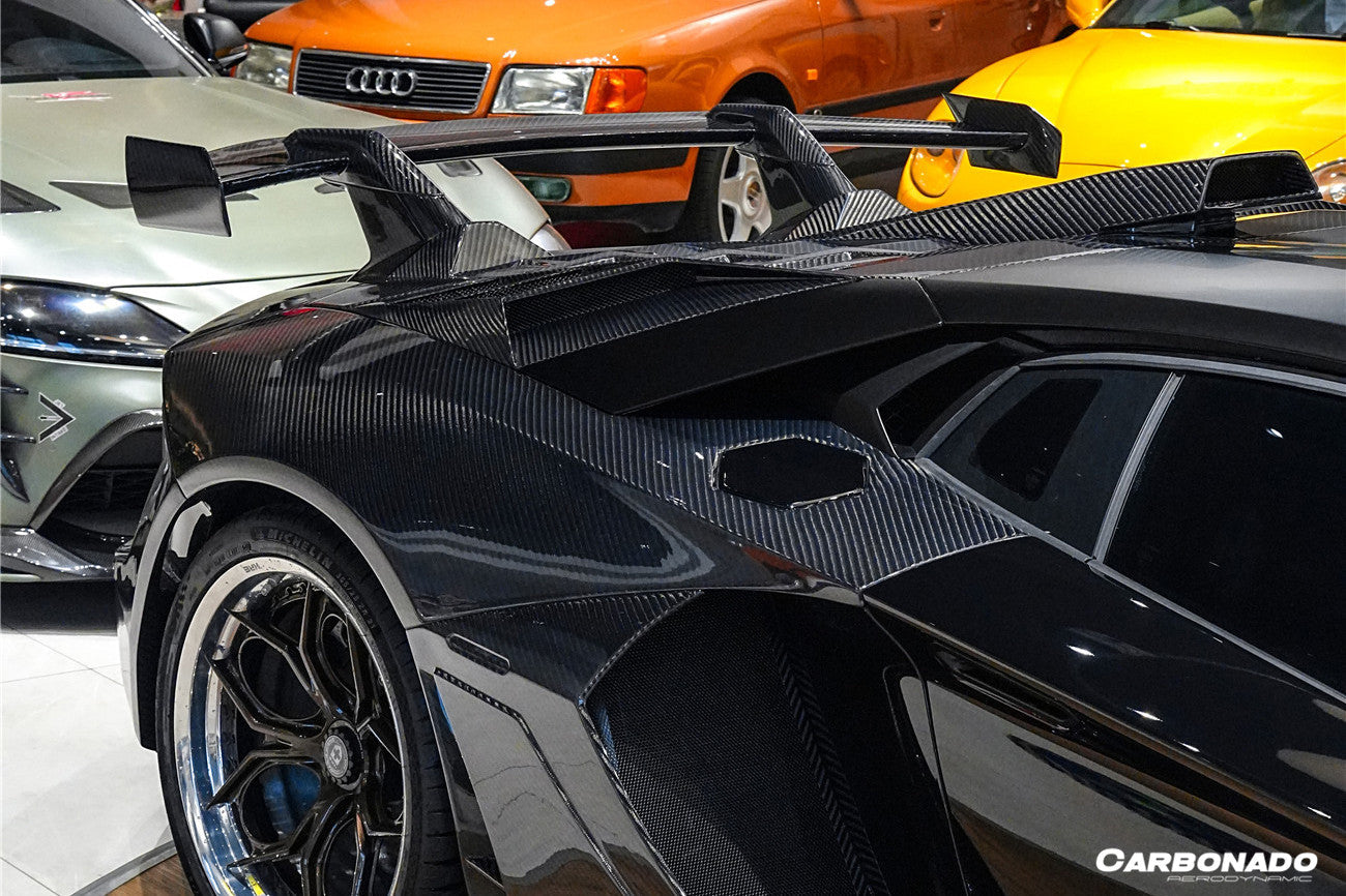 Carbonado 2011-2021 Lamborghini Aventador LP700 LP720 LP750 LP740 Coupe CA Style Carbon Fiber Engine Hood And Wing