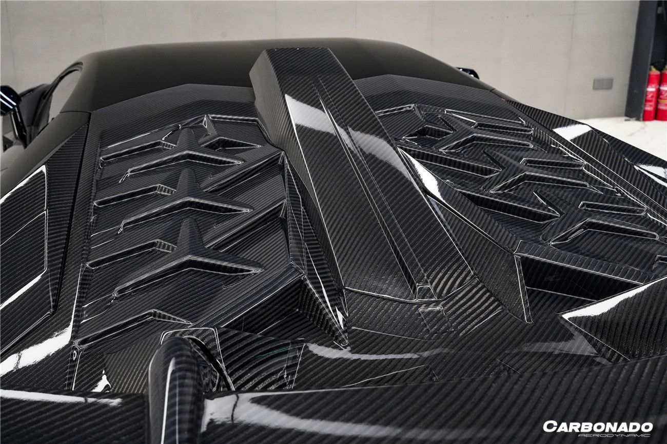 Carbonado 2011-2021 Lamborghini Aventador LP700 LP720 LP750 LP740 Coupe CA Style Carbon Fiber Engine Hood And Wing