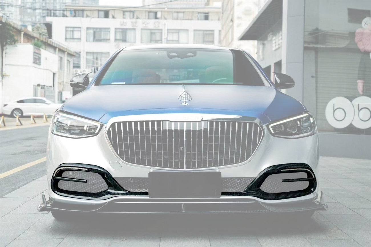 Carbonado 2021-UP Mercedes Benz S Maybach W223 4Matic Sedan MSY Style Dry Carbon Fiber Front Bumper Air Vents