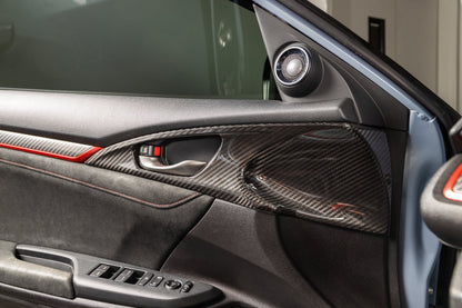 OLM LE Carbon Fiber Interior Door Handle Trim Covers (Full Set) - 2016 - 21 Honda Civic / 2017-21 Honda Civic Type R