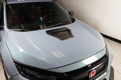 OLM LE Carbon Fiber Hood Scoop Cover - 2017 - 2021 Honda Civic Type R - 5