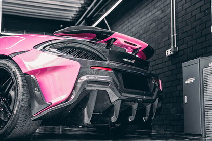 DarwinPRO 2015-2020 McLaren 540C 570S 570GT 600LT-Style Partial Carbon Fiber Rear Bumper with Diffuser  and Trunk Spoiler and Engine Trunk and Exhaust