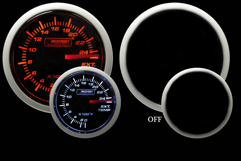 Medidor de temperatura de gases de escape Prosport de 2-3/8" ámbar/blanco