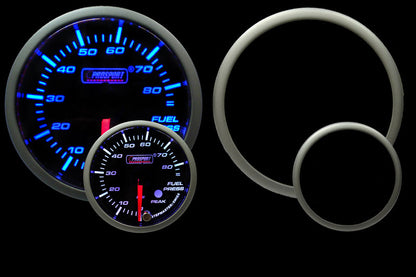 Manómetro de presión de combustible Prosport Premium azul/blanco de 2-1/16"