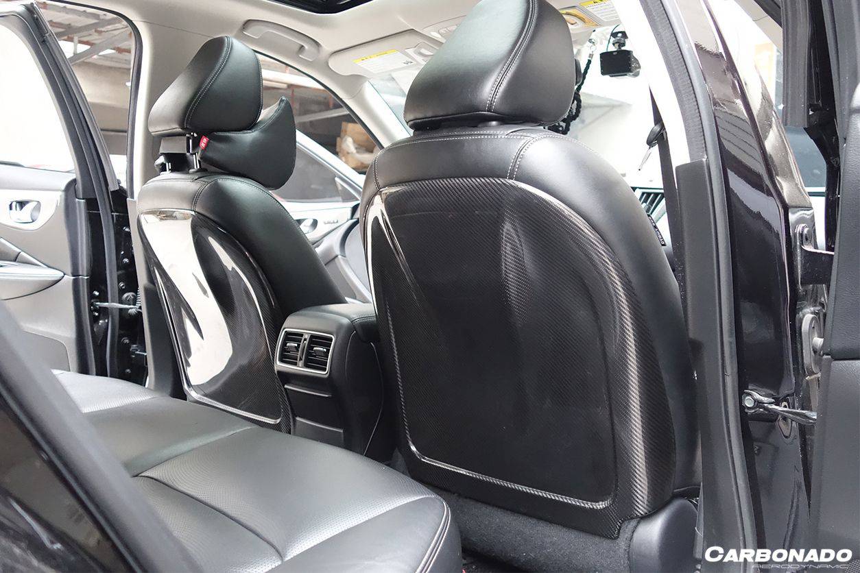 Carbonado 2014-2017 Infiniti Q50 Sedan OEM Style Dry Carbon Fiber Seat back Replacement