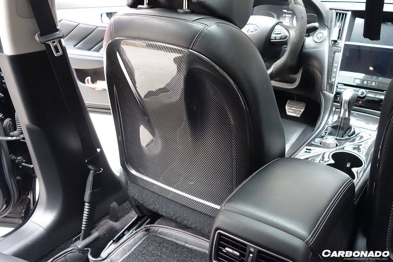 Carbonado 2014-2017 Infiniti Q50 Sedan OEM Style Dry Carbon Fiber Seat back Replacement