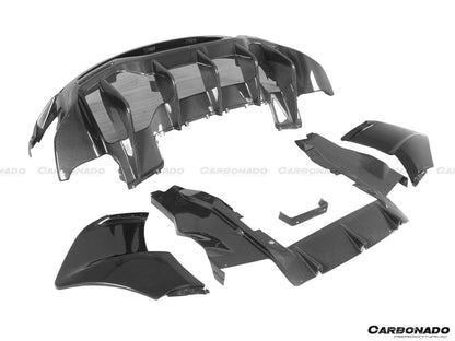 Parachoques trasero de fibra de carbono estilo 600LT para McLaren 540C, 570S y 570GT Carbonado 2015-2020 con difusor, alerón de maletero, motor, maletero y escape.