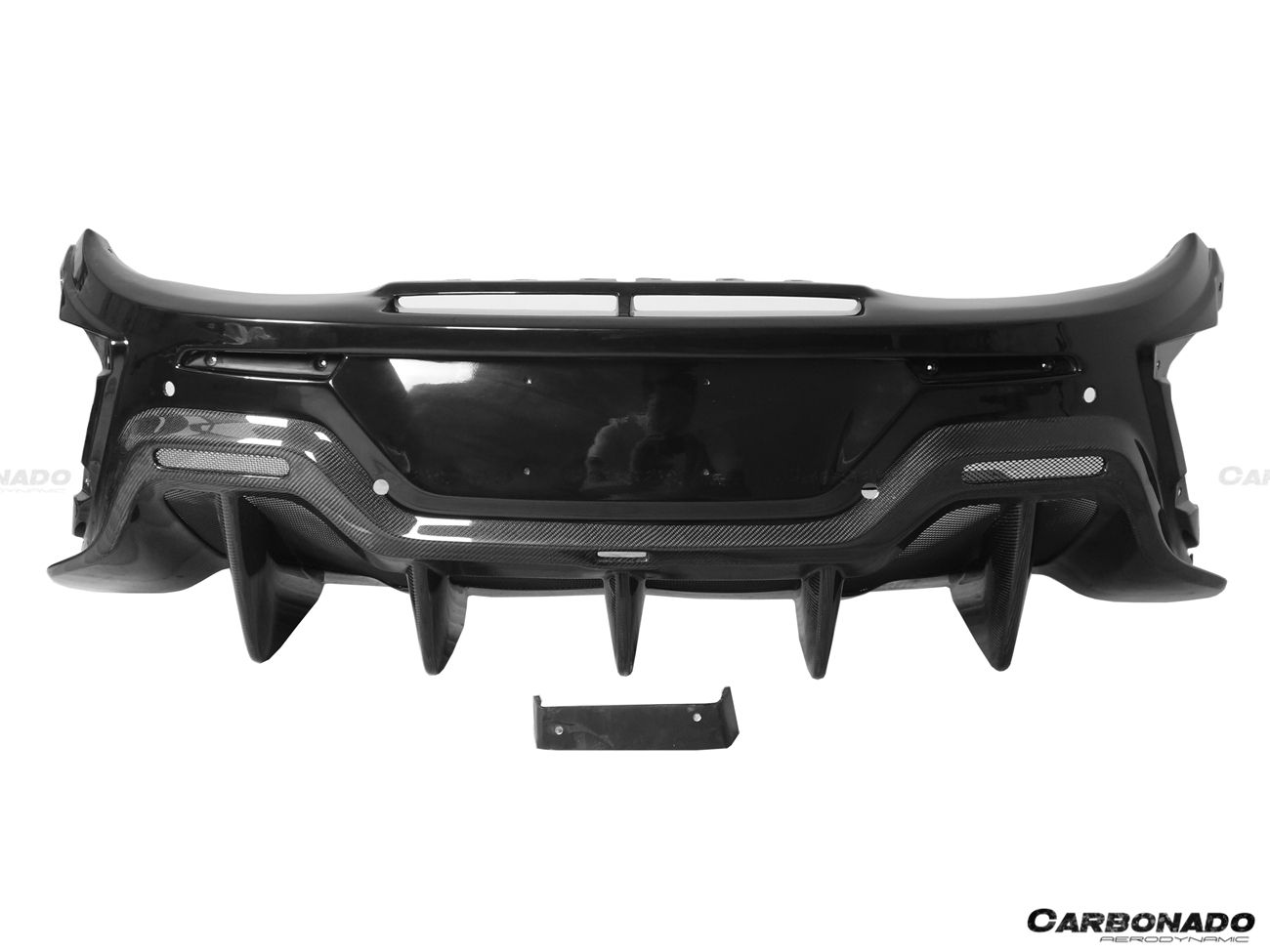 Parachoques trasero de fibra de carbono estilo 600LT para McLaren 540C, 570S y 570GT Carbonado 2015-2020 con difusor, alerón de maletero, motor, maletero y escape.