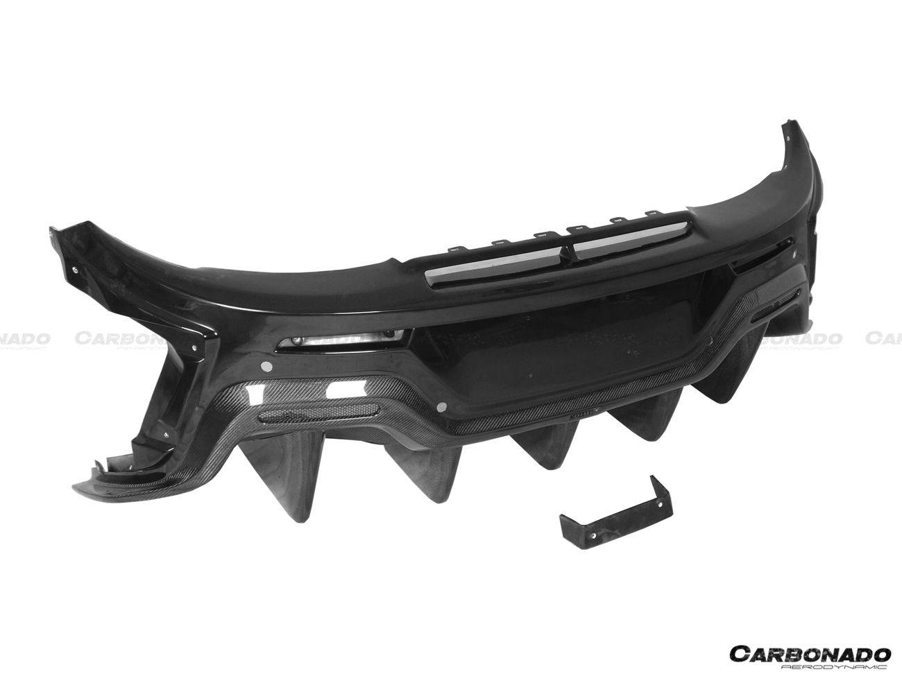Parachoques trasero de fibra de carbono estilo 600LT para McLaren 540C, 570S y 570GT Carbonado 2015-2020 con difusor, alerón de maletero, motor, maletero y escape.
