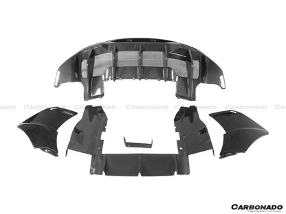 Parachoques trasero de fibra de carbono estilo 600LT para McLaren 540C, 570S y 570GT Carbonado 2015-2020 con difusor, alerón de maletero, motor, maletero y escape.