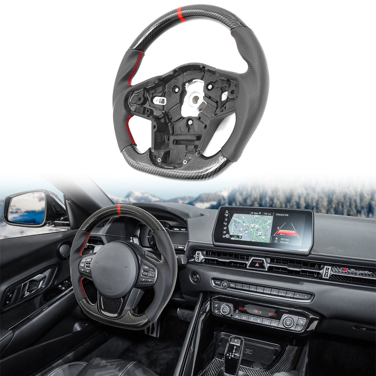 K2 Industries Carbon Fiber Steering Wheel for 2020-2025 Toyota Supra