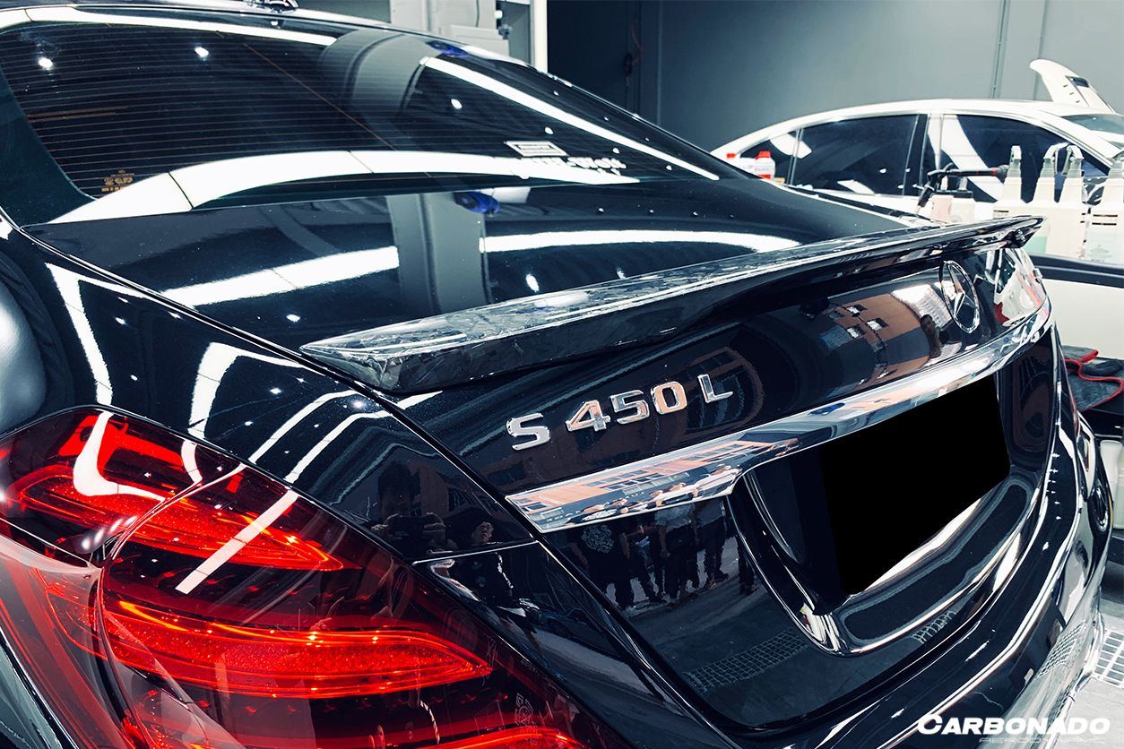 Alerón de maletero de fibra de carbono estilo Carbonado para Mercedes Benz S63 Clase S W222 Sedán RT (2014-2020)