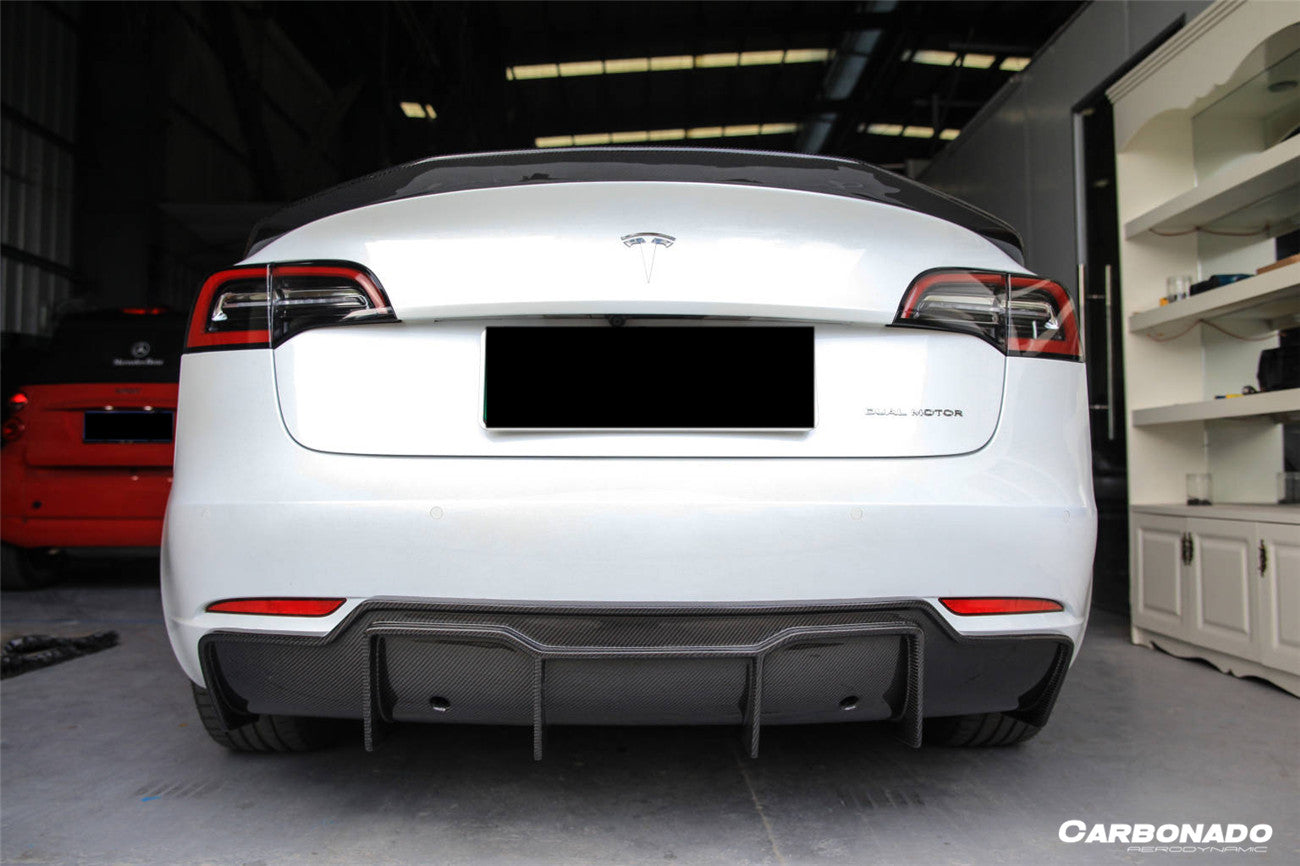 Carbonado 2017-2023 Tesla Model 3 VRS Style Carbon Fiber Rear Lip Diffuser