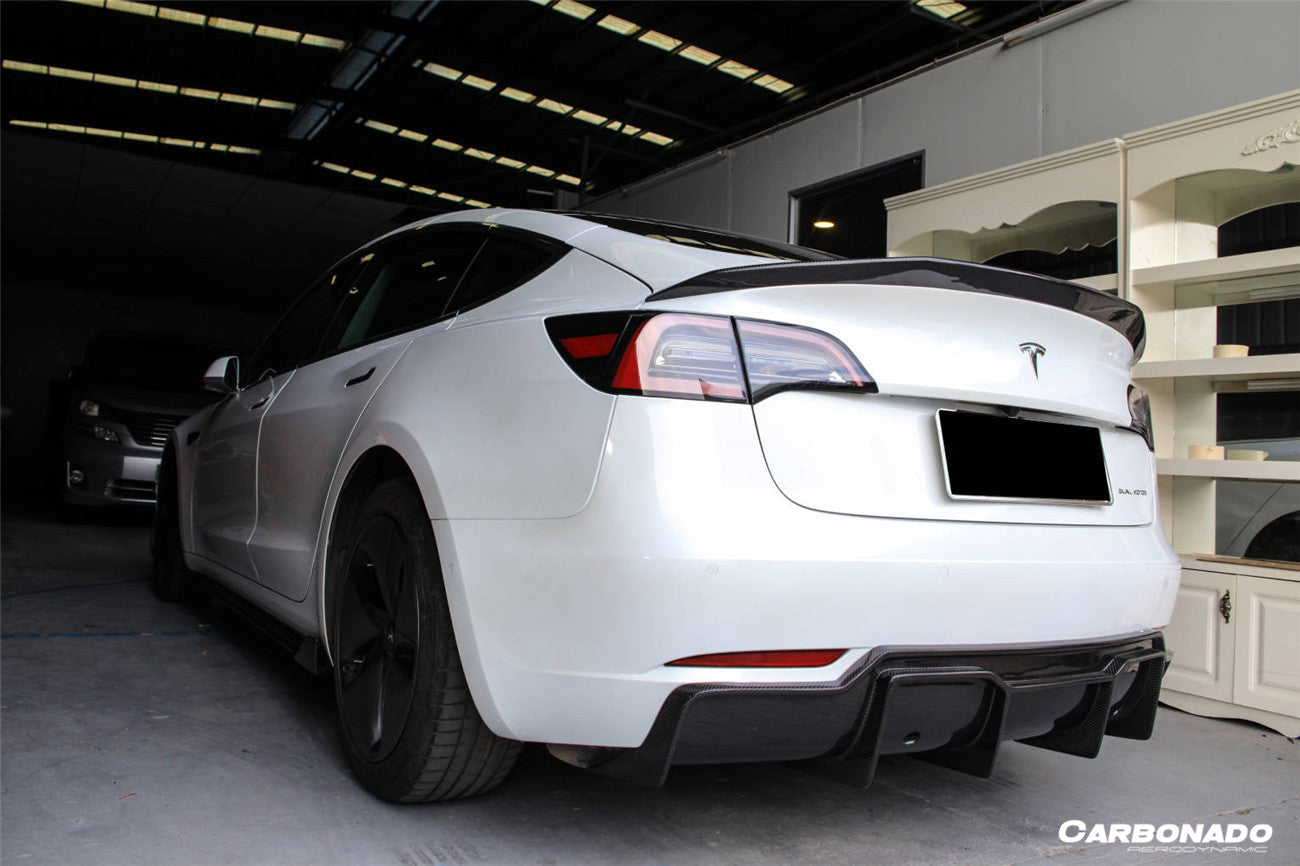 Carbonado 2017-2023 Tesla Model 3 VRS Style Carbon Fiber Rear Lip Diffuser