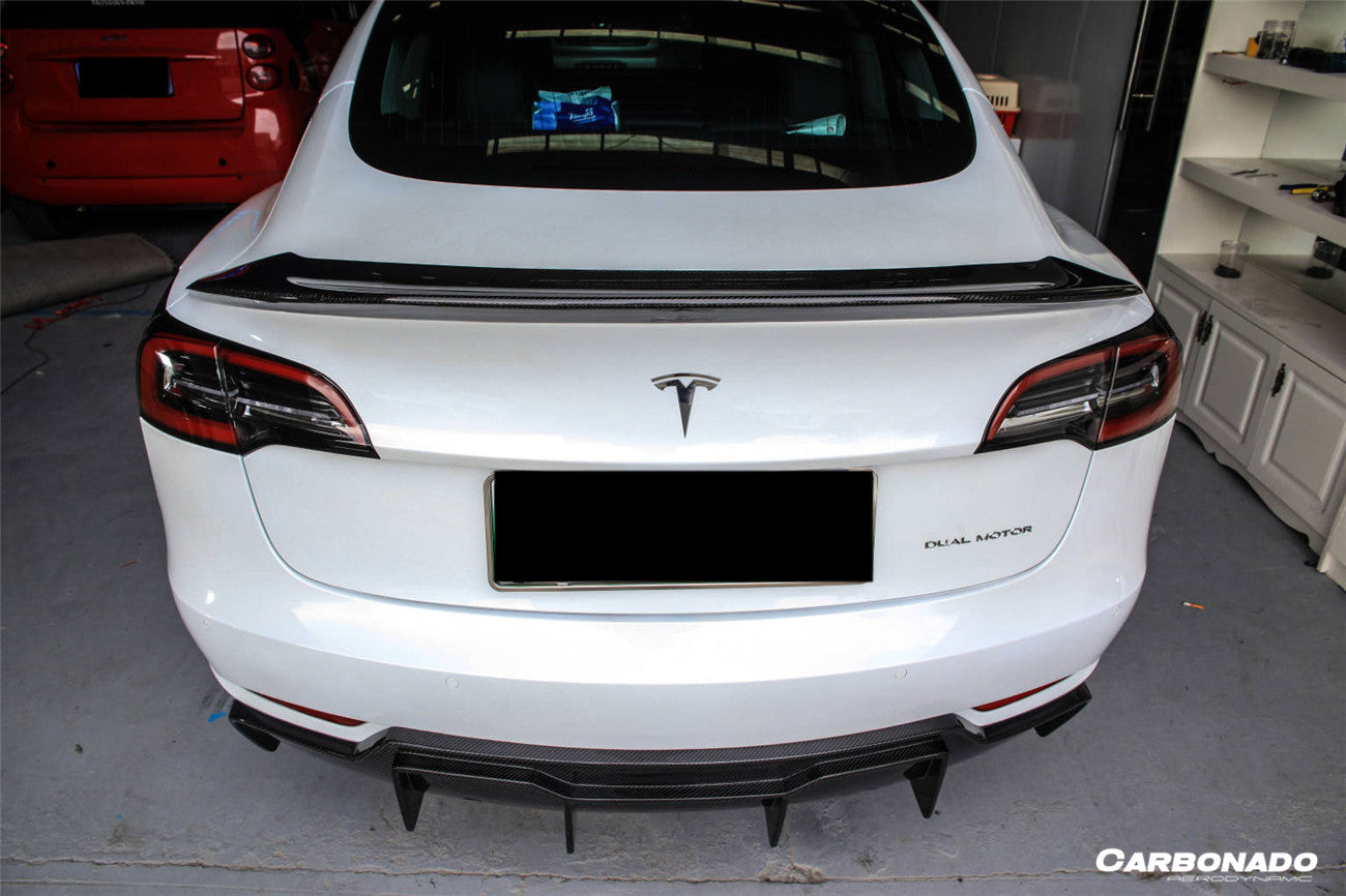 Alerón de maletero de fibra de carbono estilo Tesla Model 3 VRS Carbonado 2017-2023