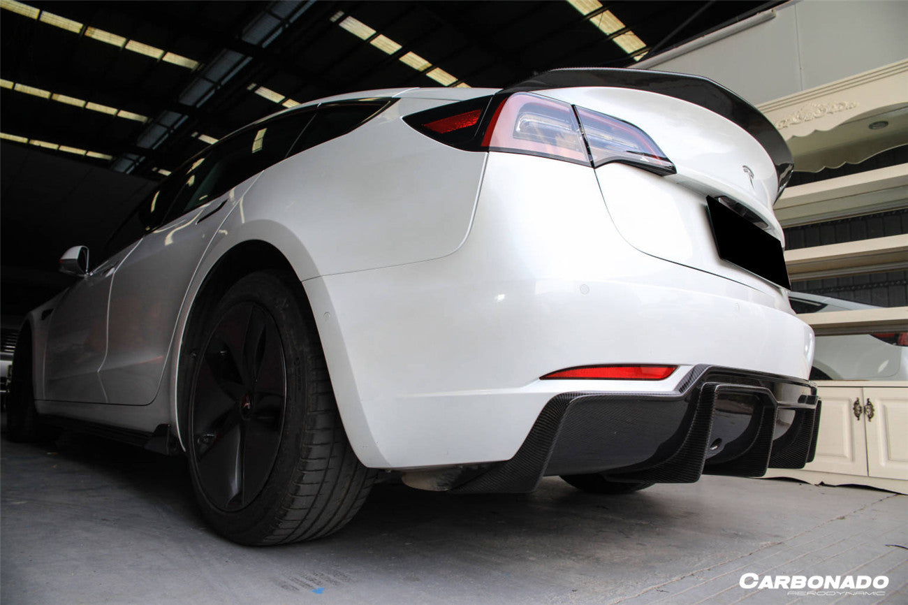 Carbonado 2017-2023 Tesla Model 3 VRS Style Carbon Fiber Rear Lip Diffuser