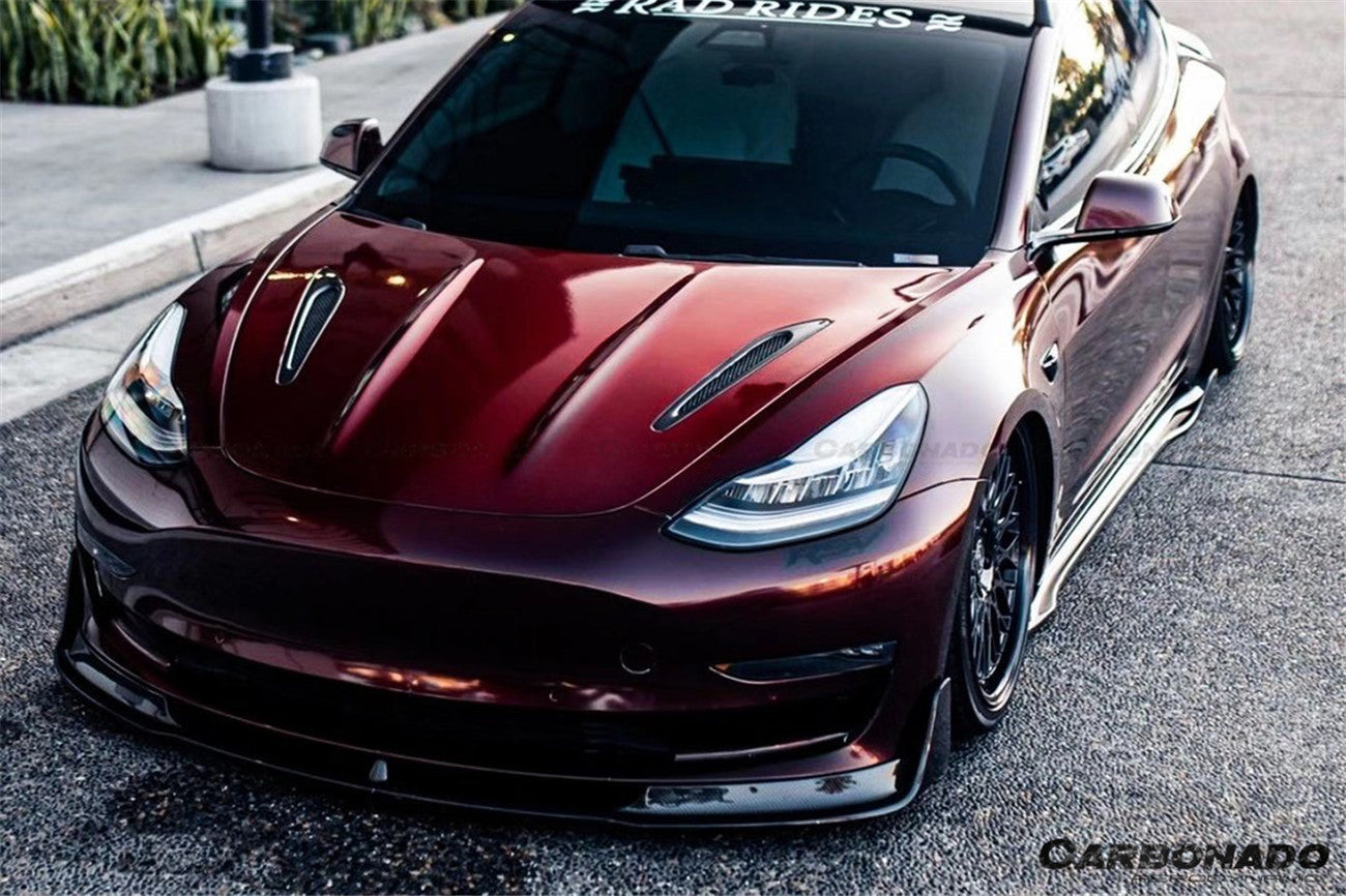 Faldón delantero de fibra de carbono estilo Tesla Model 3 VRS Carbonado 2017-2023