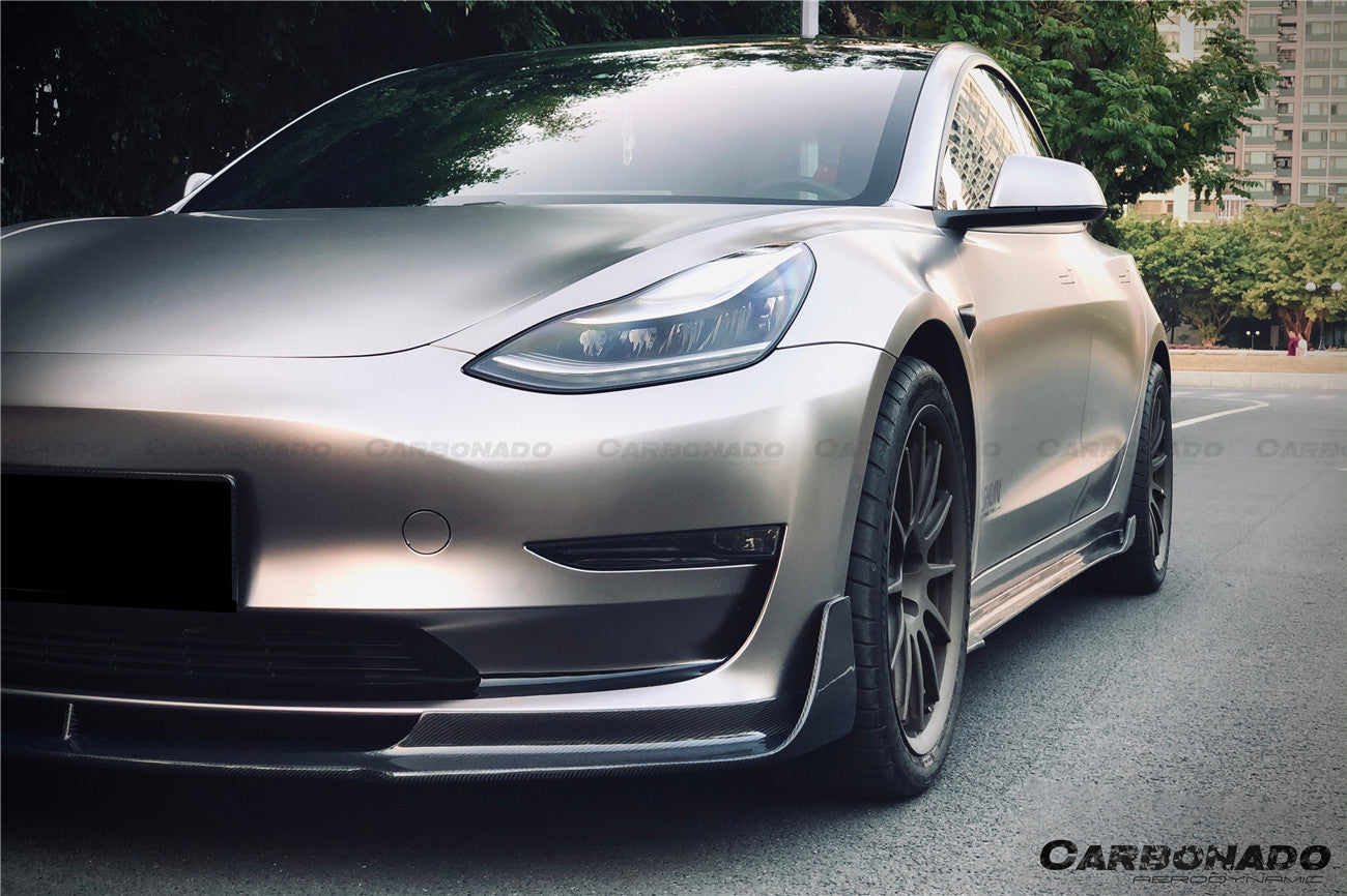 Faldón delantero de fibra de carbono estilo Tesla Model 3 VRS Carbonado 2017-2023