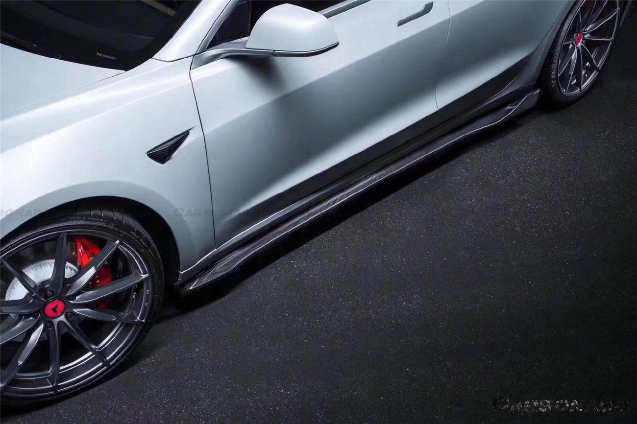 Carbonado 2017-2023 Tesla Model 3 VRS Style Carbon Fiber Side Skirts