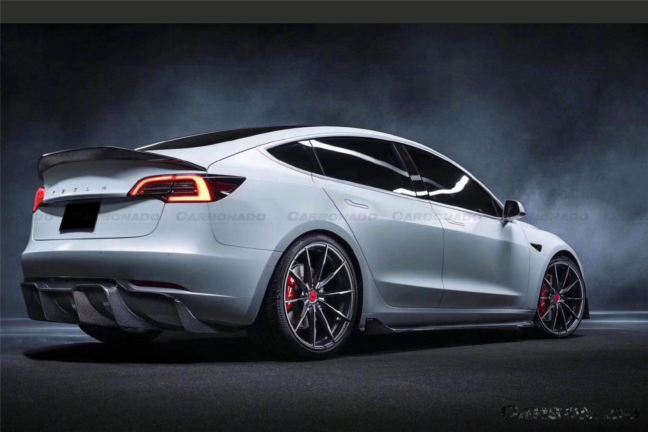 Carbonado 2017-2023 Tesla Model 3 VRS Style Carbon Fiber Rear Lip Diffuser