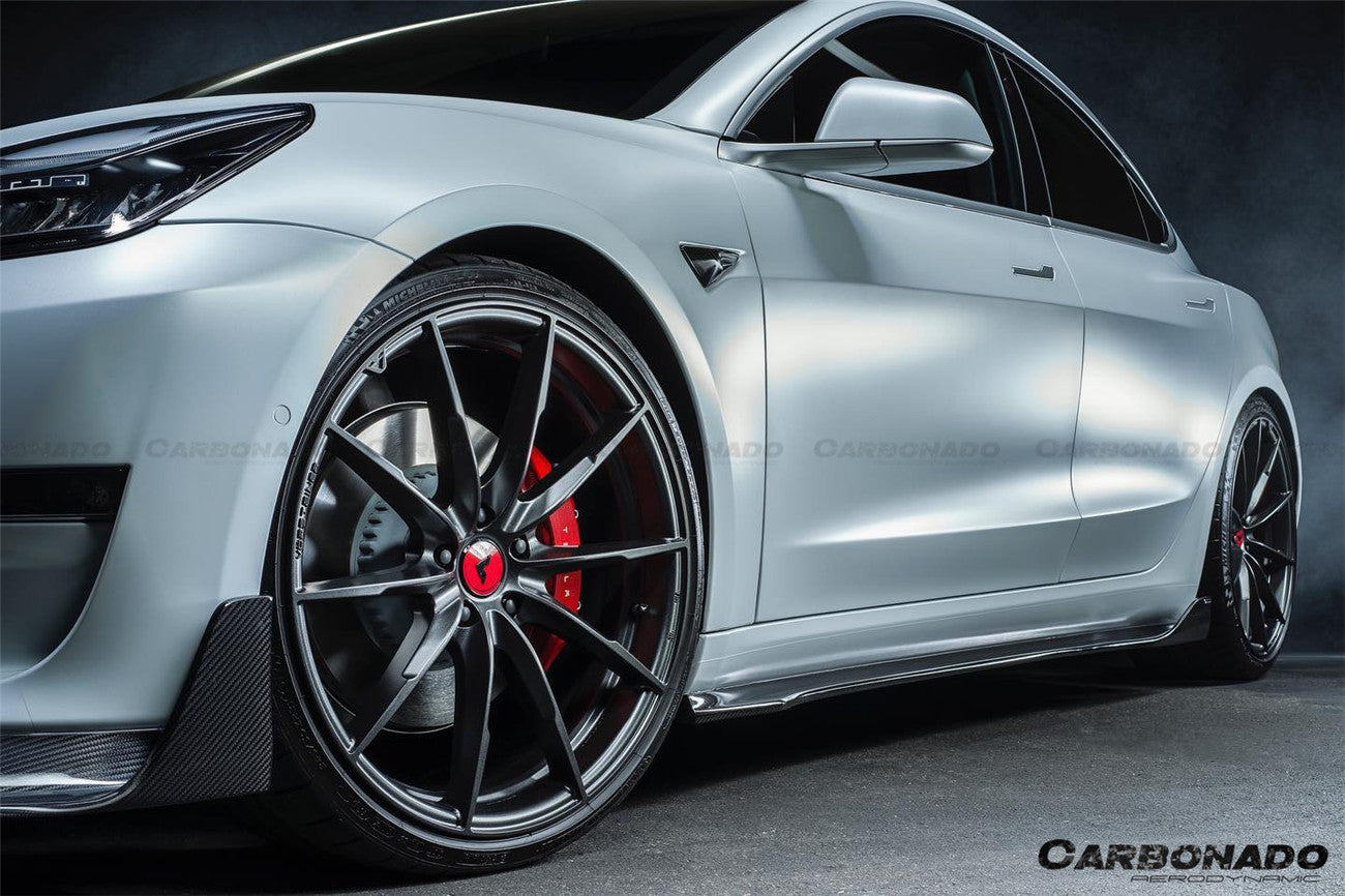 Carbonado 2017-2023 Tesla Model 3 VRS Style Carbon Fiber Side Skirts