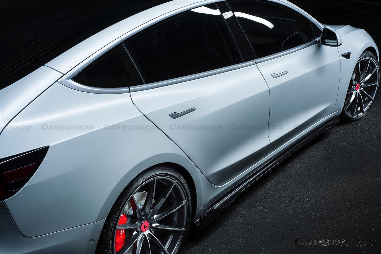Carbonado 2017-2023 Tesla Model 3 VRS Style Carbon Fiber Side Skirts