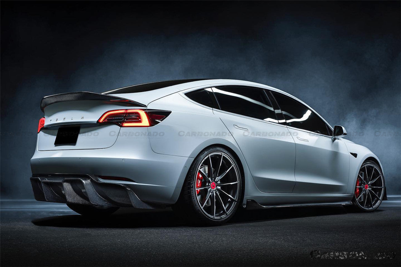Carbonado 2017-2023 Tesla Model 3 VRS Style Carbon Fiber Side Skirts