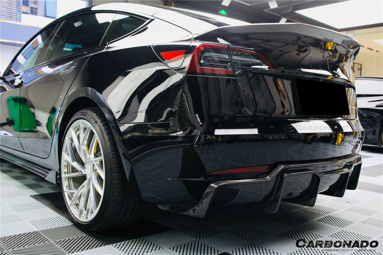 Carbonado 2017-2023 Tesla Model 3 VRS Style Carbon Fiber Rear Lip Diffuser