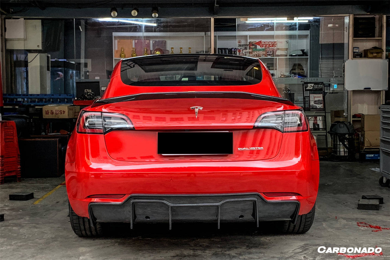 Carbonado 2017-2023 Tesla Model 3 VRS Style Carbon Fiber Rear Lip Diffuser