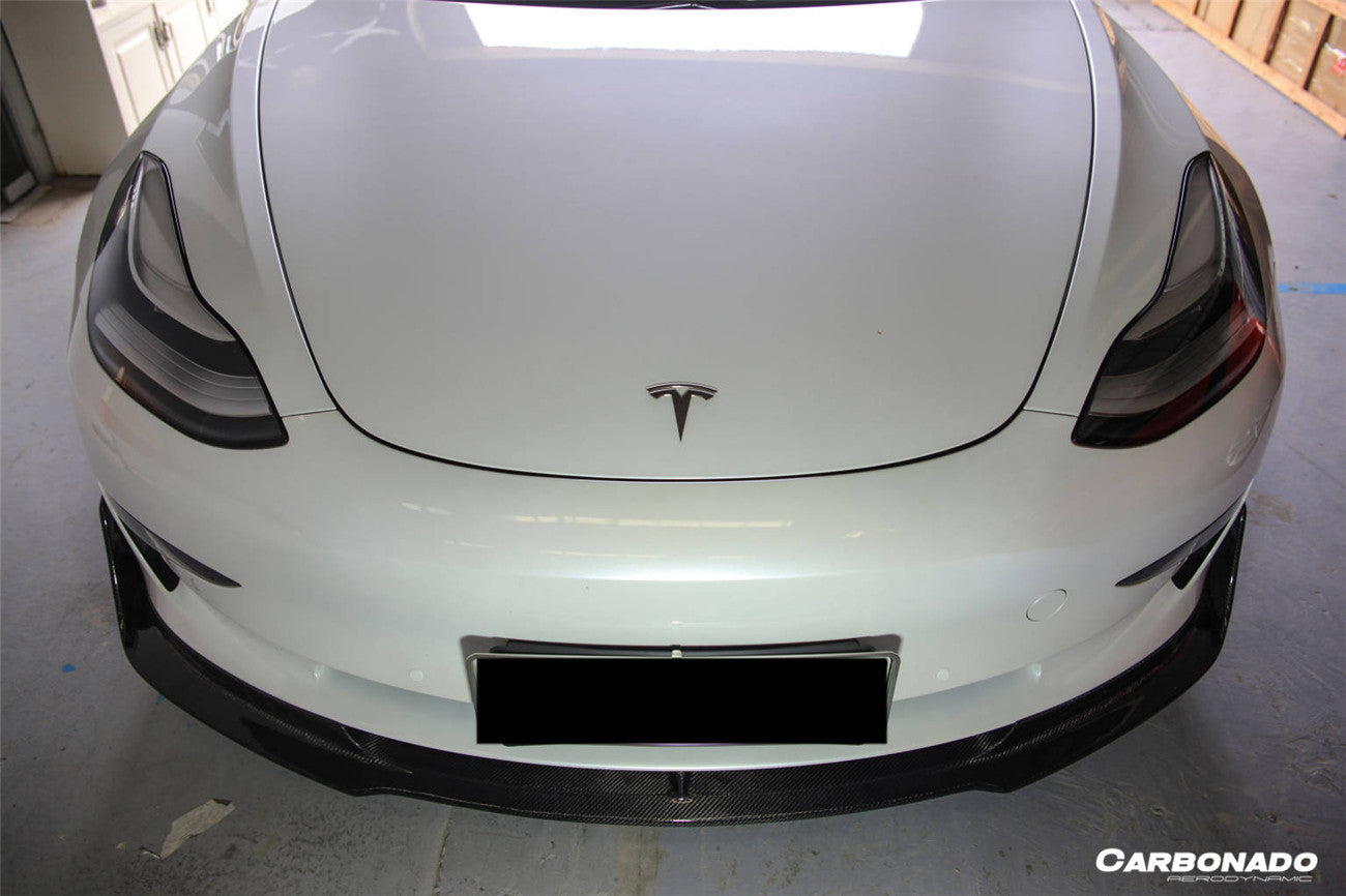 Faldón delantero de fibra de carbono estilo Tesla Model 3 VRS Carbonado 2017-2023
