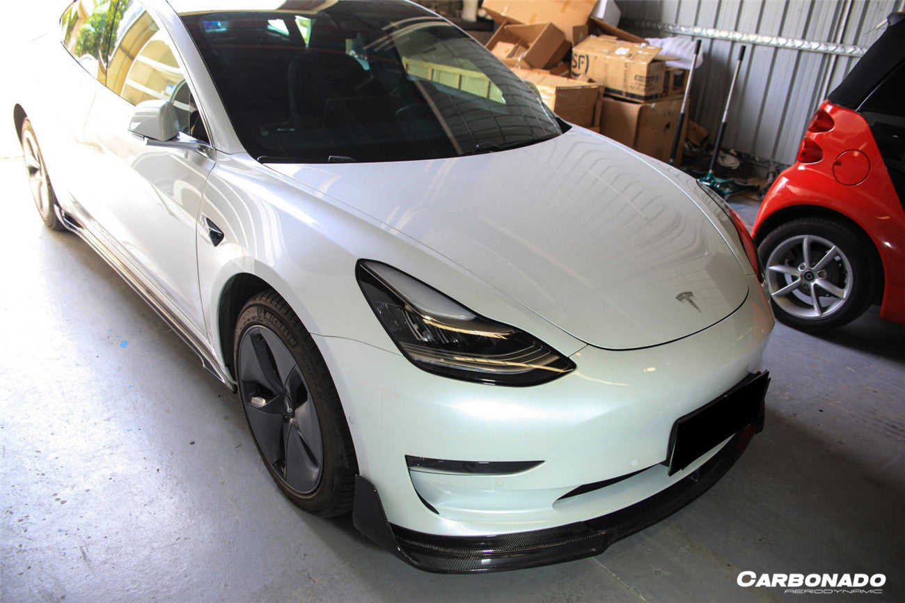 Faldón delantero de fibra de carbono estilo Tesla Model 3 VRS Carbonado 2017-2023