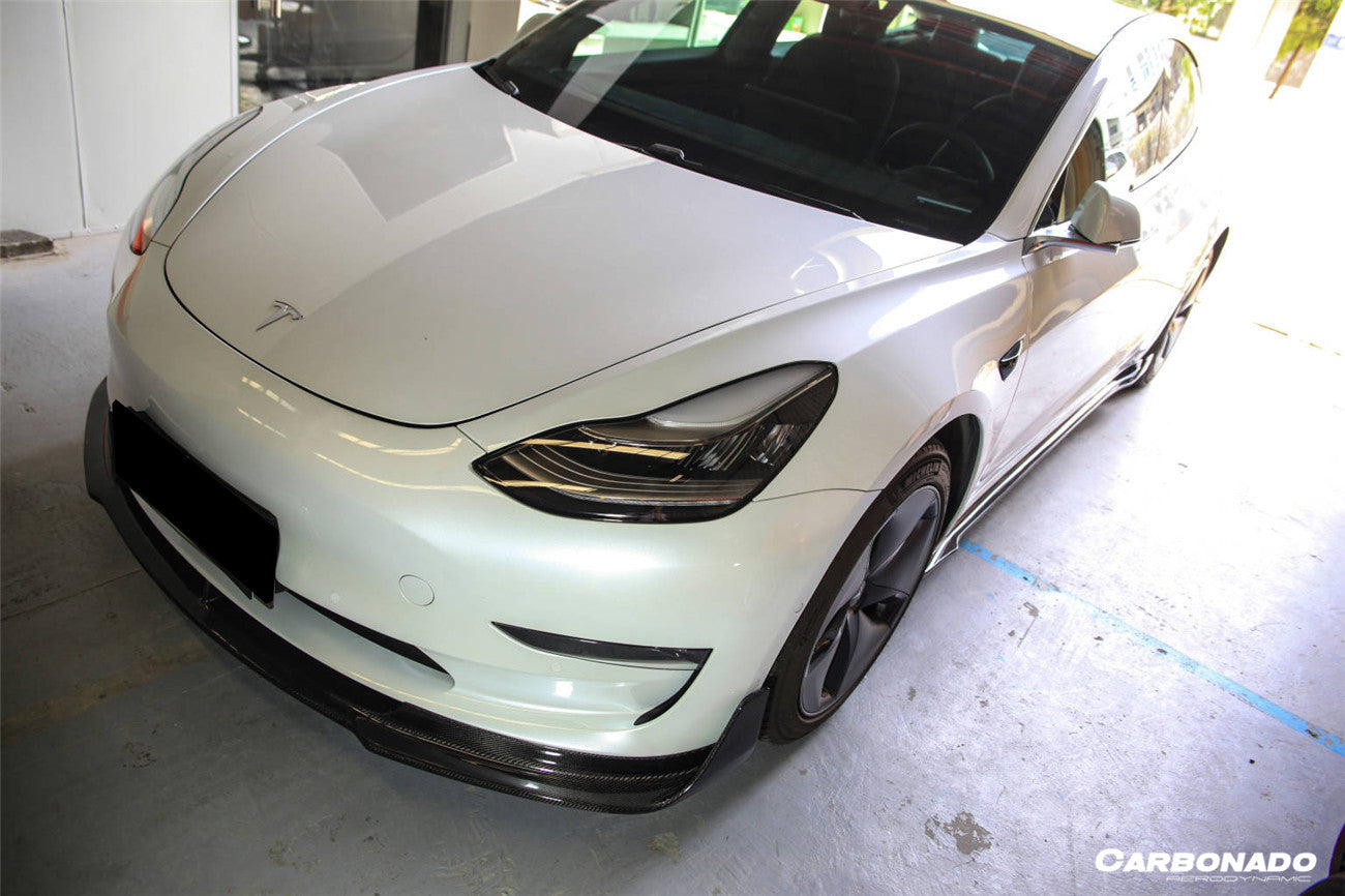 Faldón delantero de fibra de carbono estilo Tesla Model 3 VRS Carbonado 2017-2023