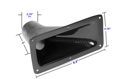 APR Universal Fitment 9.25" X 4.75" Carbon Fiber Air Inlet Duct w/ Flange