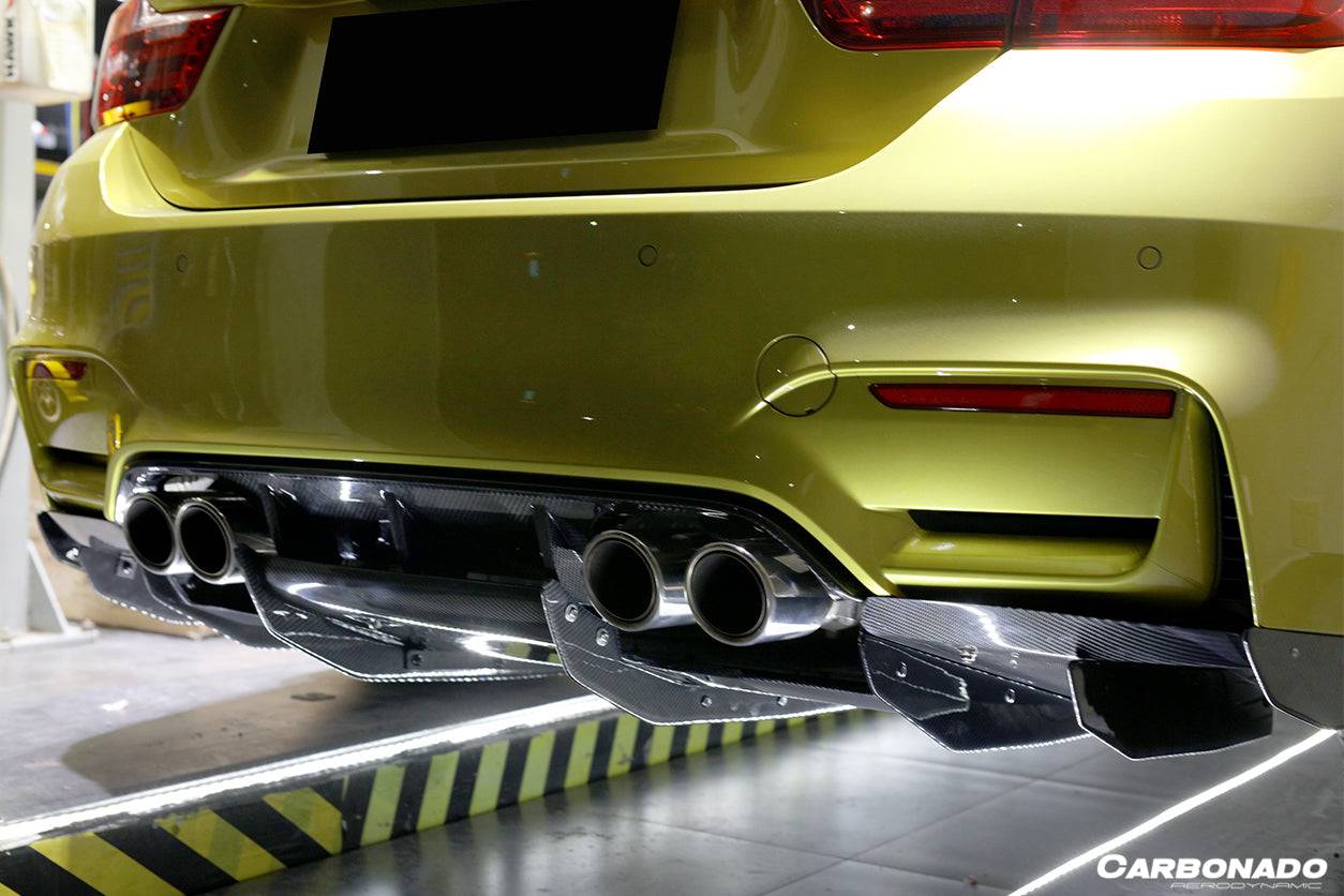 Carbonado 2014-2020 BMW M3 F80 M4 F82 VA Style Carbon Fiber Rear Diffuser and  Lip