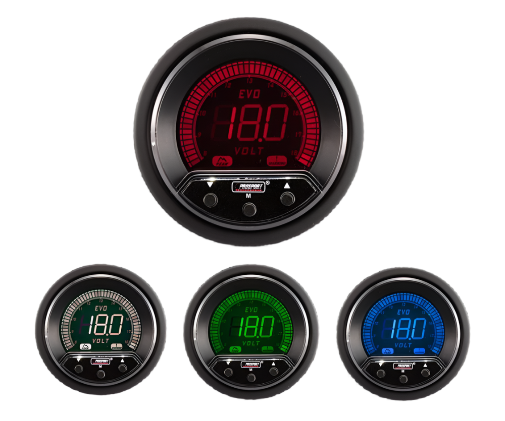 Medidor de voltios eléctrico Prosport Premium Evo de 2-1/16"