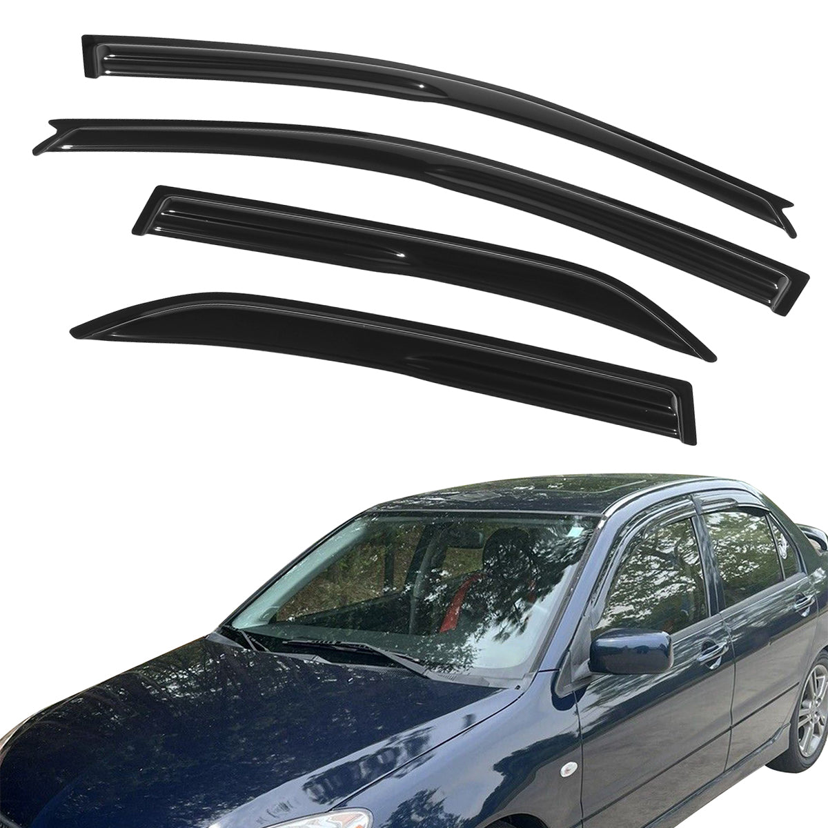 K2 Industries 2002-2007 Mitsubishi Lancer EVO Sedan Acrylic 4PC Window Visors Guard