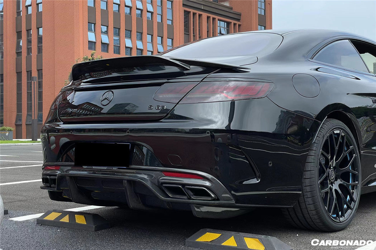 Carbonado 2014-2021 Mercedes Benz S63 S Class C217 Coupe RT Style Carbon Fiber Trunk Spoiler