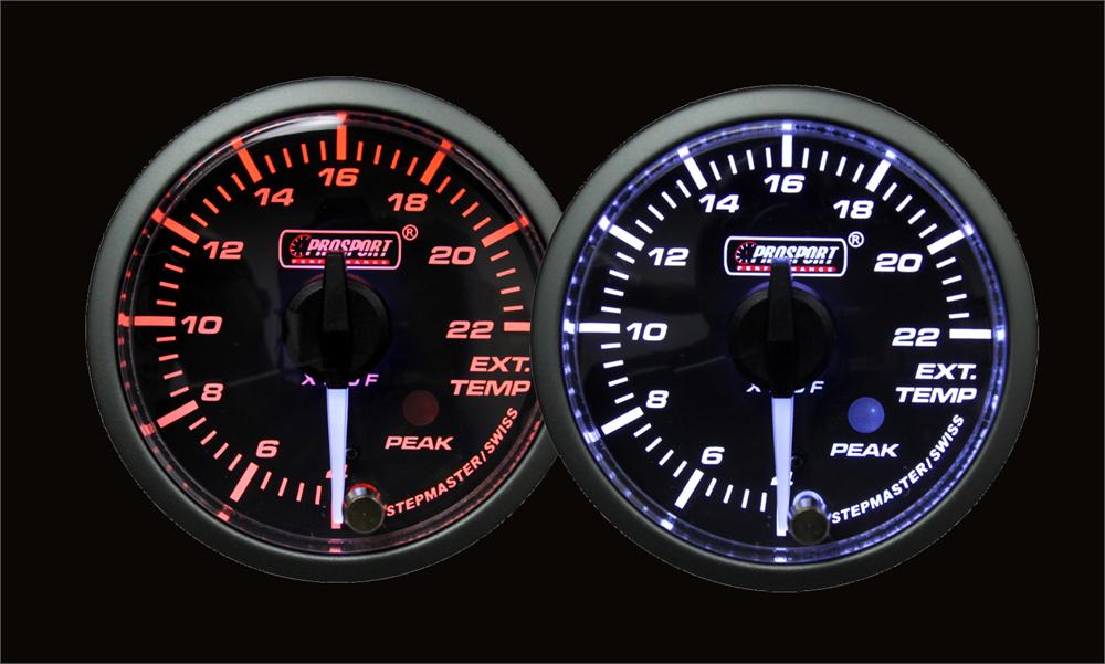 Indicador EGT Prosport de 2-1/16" con puntero blanco premium y lente transparente ámbar/blanco